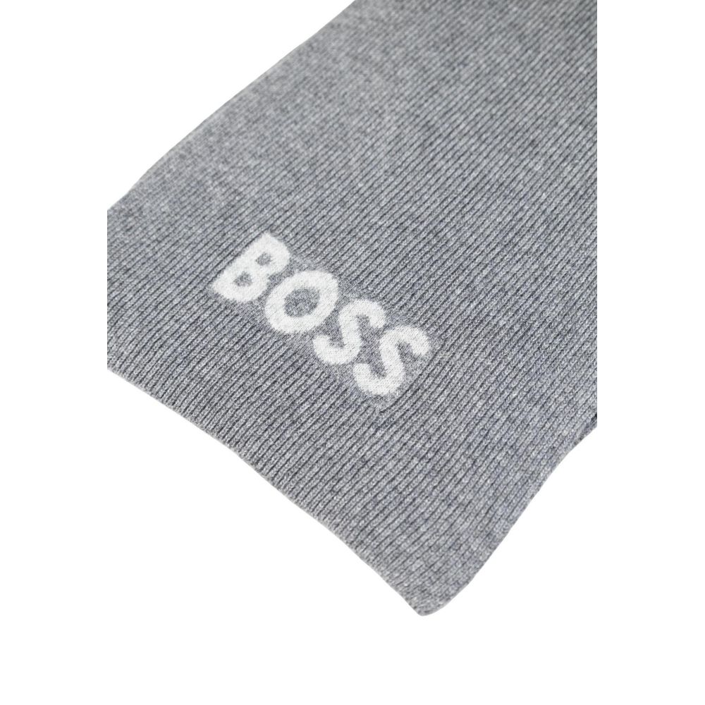 Hugo Boss Gray Polyacrylic Scarf