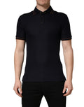 Dolce & Gabbana Dark Blue Silk Short Sleeve Men's Polo T-shirt