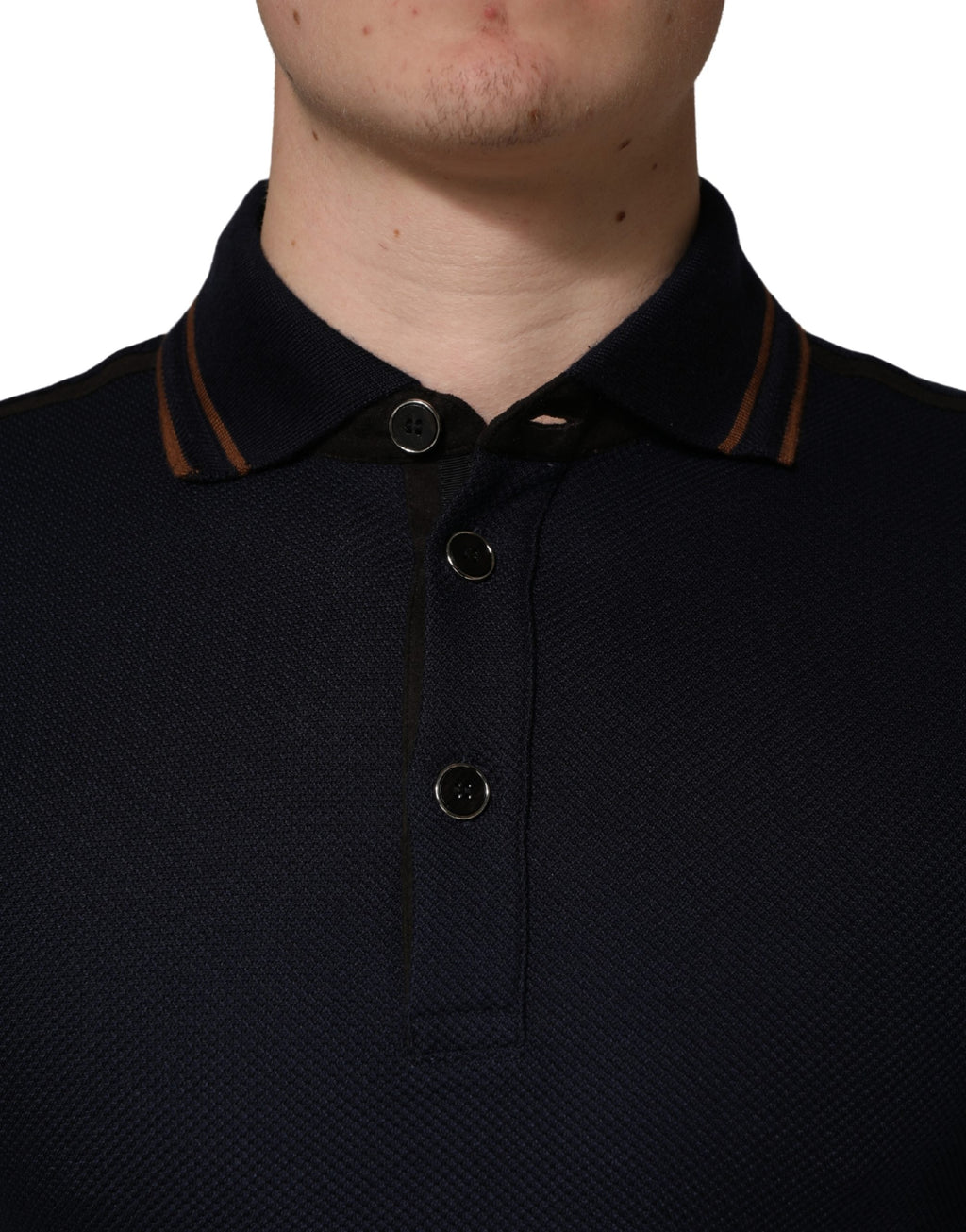 Dolce & Gabbana Dark Blue Silk Short Sleeve Men's Polo T-shirt