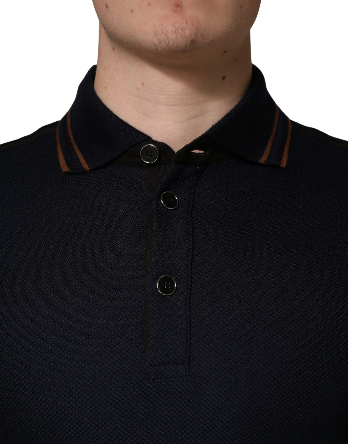 Dolce & Gabbana Dark Blue Silk Short Sleeve Men's Polo T-shirt