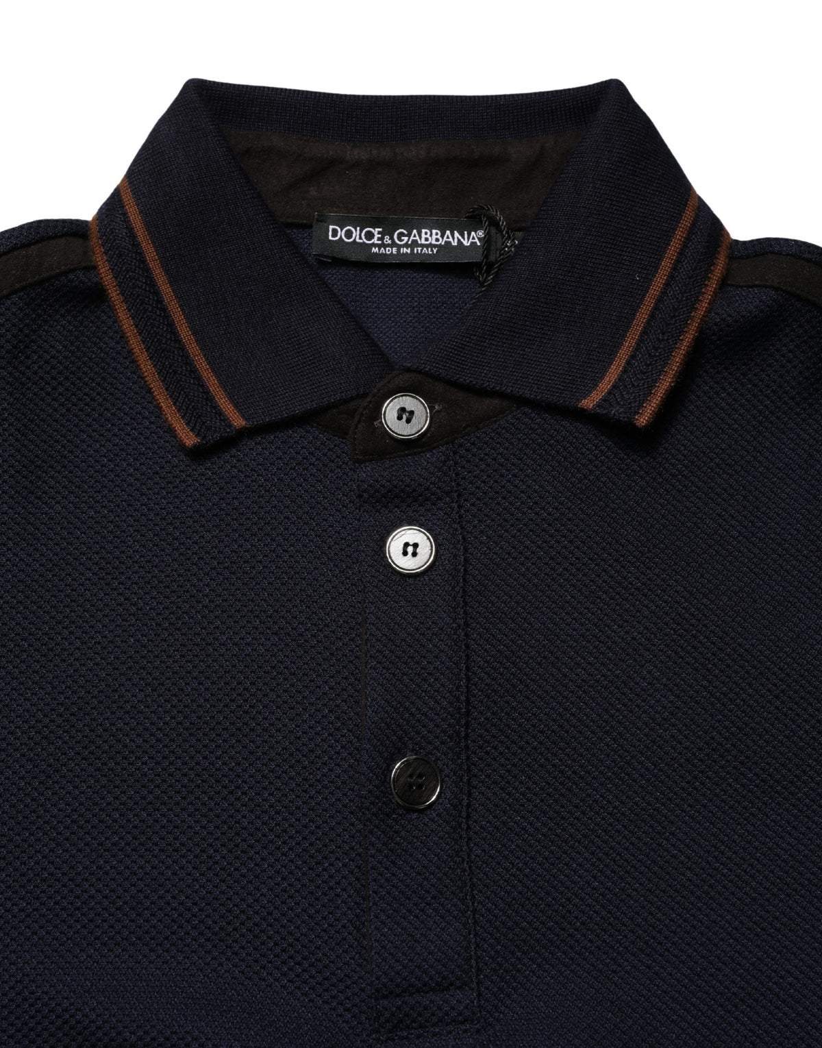 Dolce & Gabbana Dark Blue Silk Short Sleeve Men's Polo T-shirt