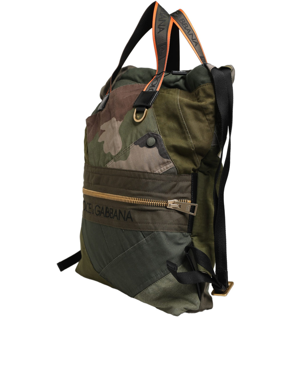 Dolce & Gabbana Military Green Patchwork Rucksack Backpack Borse Men's Bag