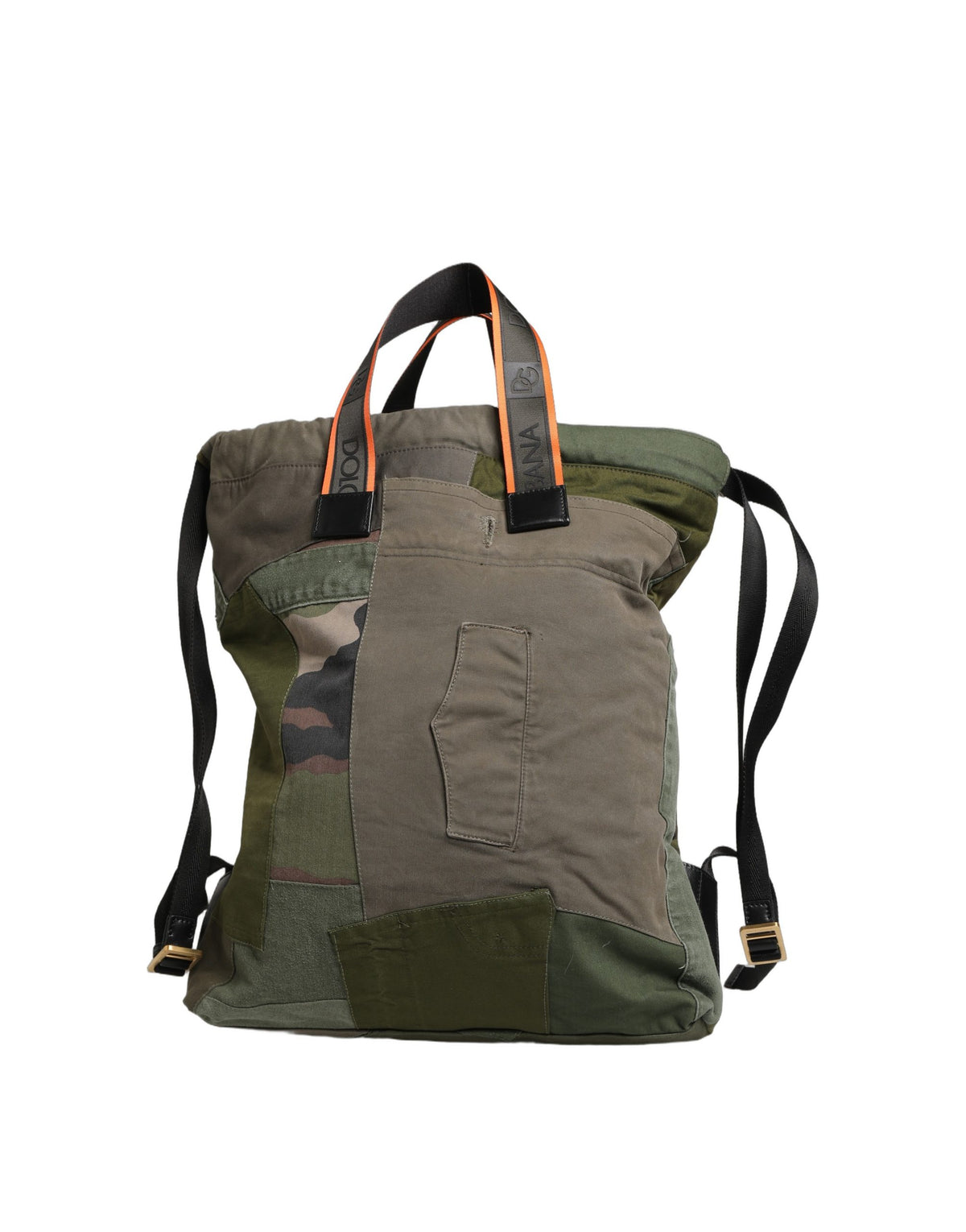 Dolce & Gabbana Military Green Patchwork Rucksack Backpack Borse Men's Bag