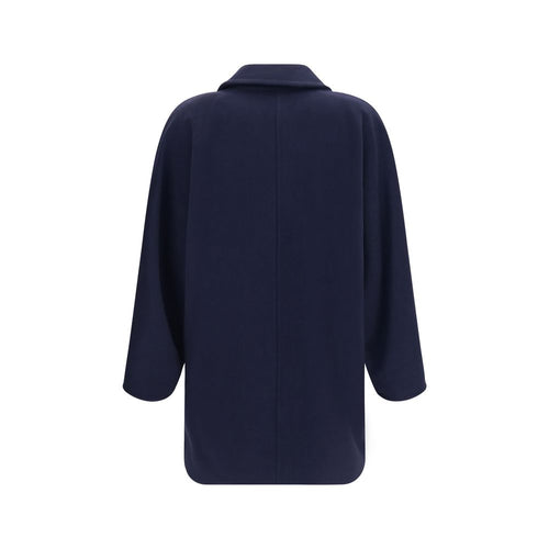 Max Mara Blue Wool Oves Aries Full-Length Jacket