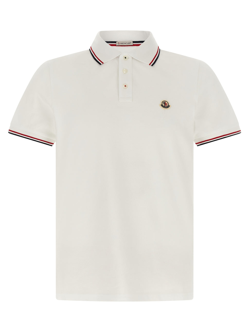 Moncler White Cotton Polo Shirt