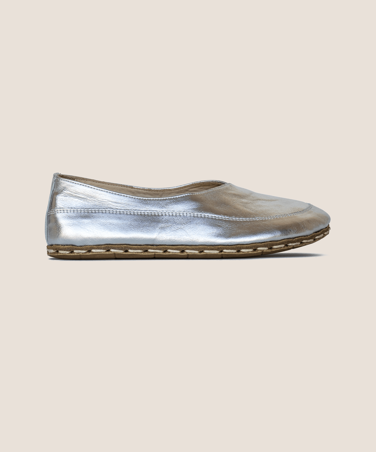 Moonlight barefoot flat for women — buffalo leather sole with copper grounding rivet