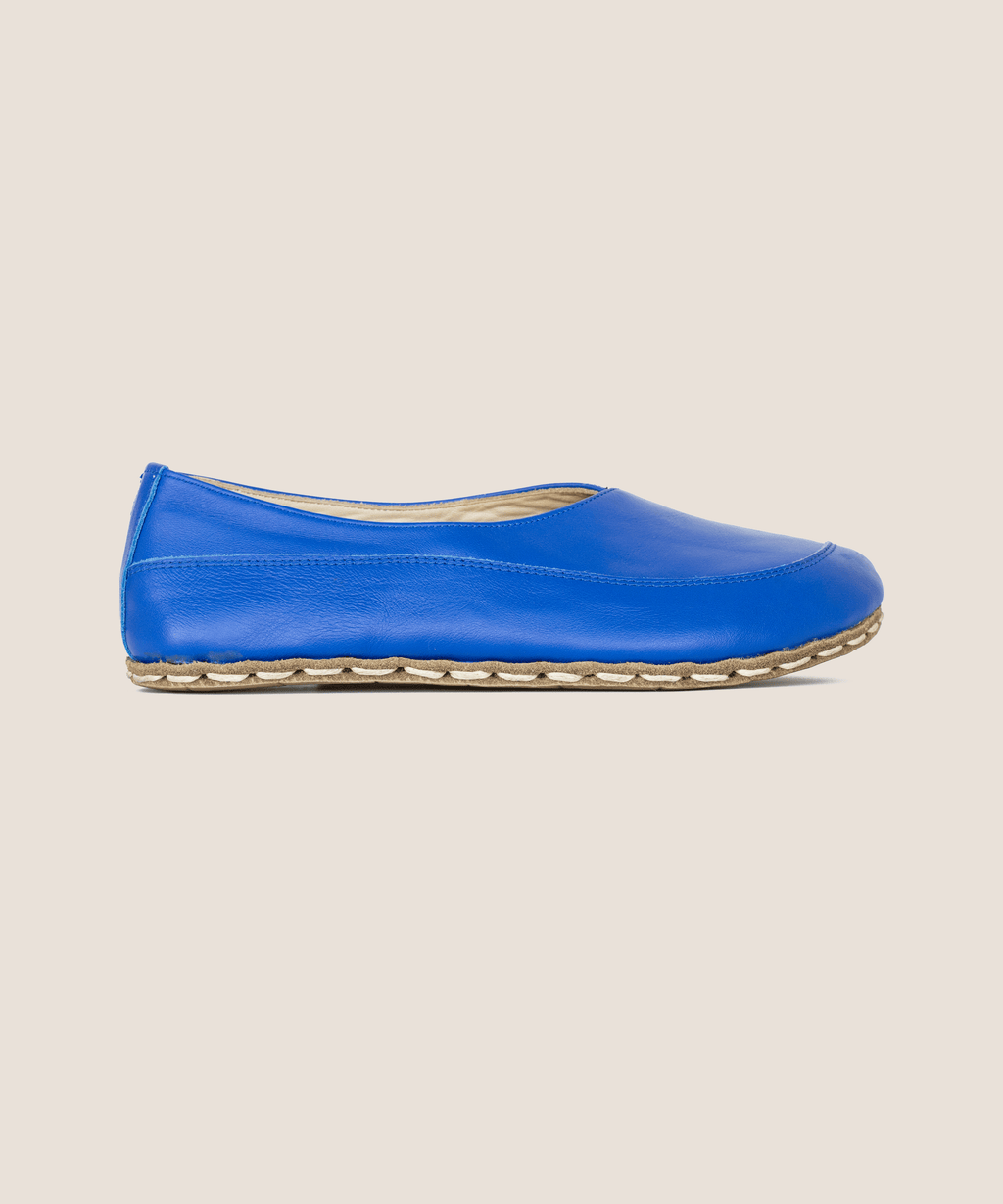 Azure barefoot flat for women — buffalo leather sole with copper grounding rivet