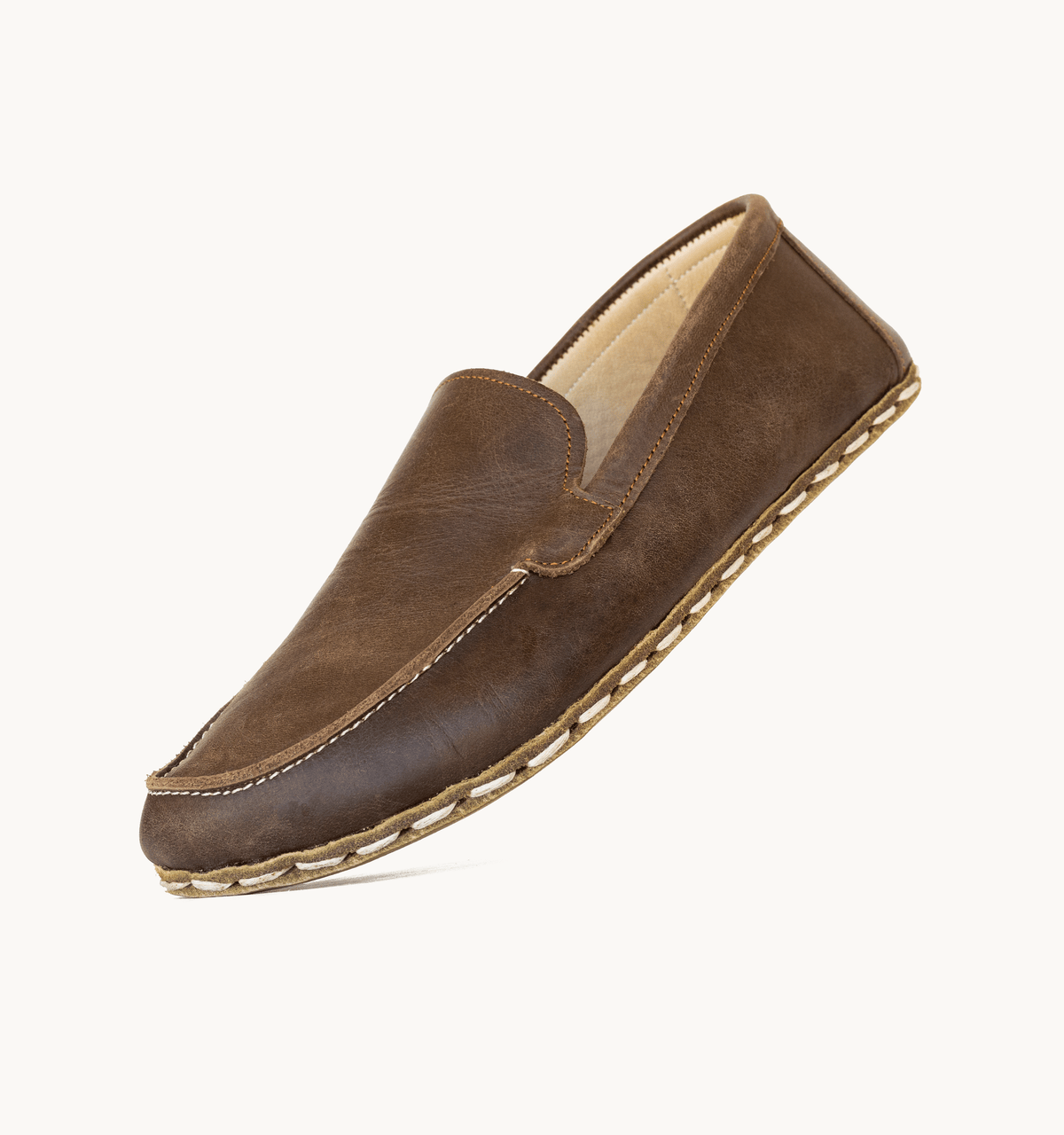 Earth barefoot moccasin for men — buffalo leather sole with copper grounding rivet