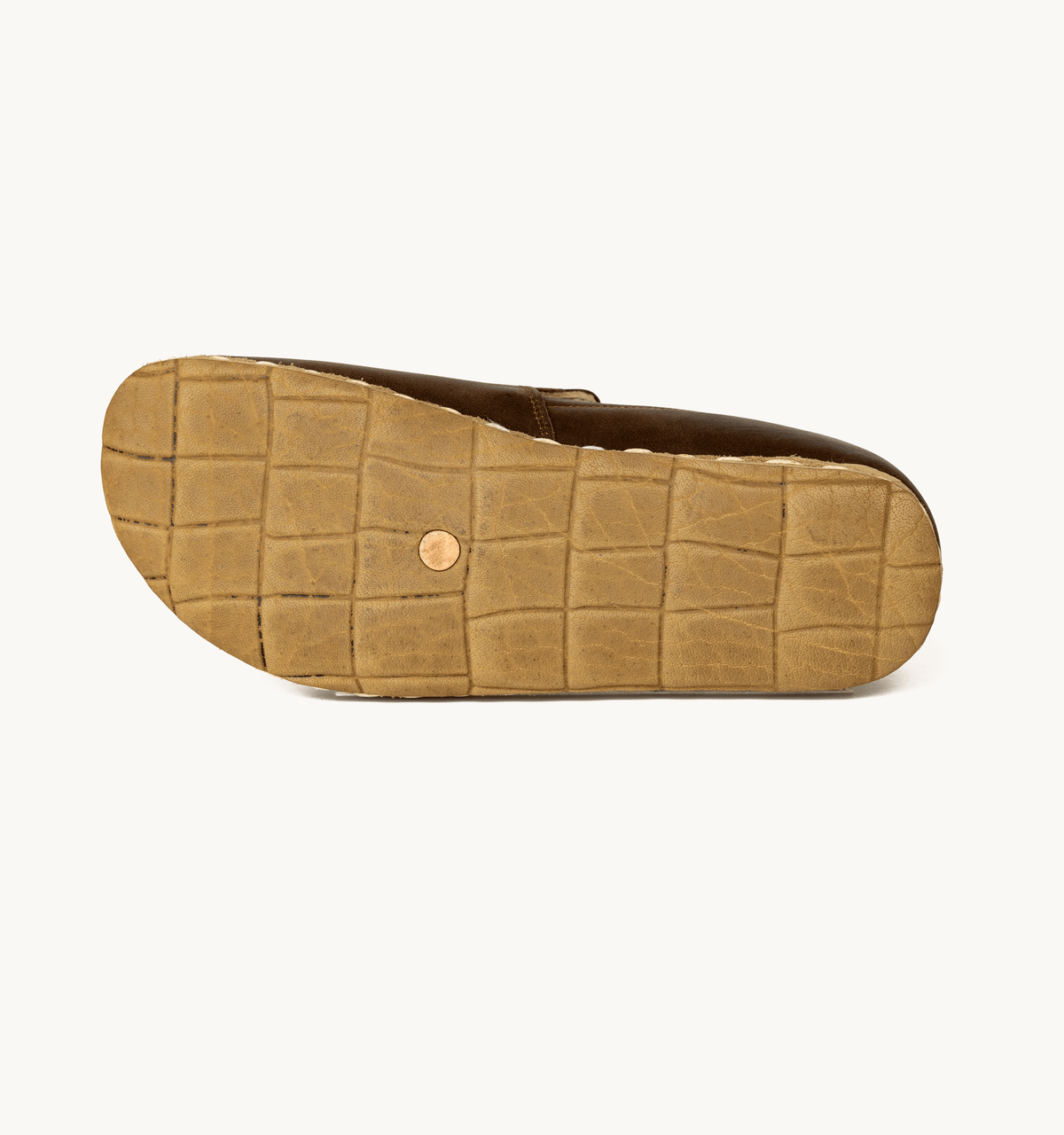 Earth barefoot loafer for men — buffalo leather sole with copper grounding rivet