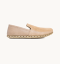 Sand men's barefoot leather loafer, side view — hand-stitched, zero drop