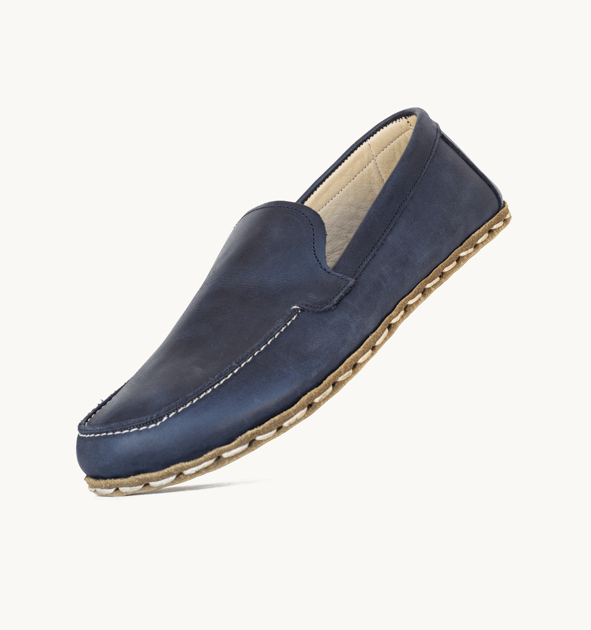 Ocean barefoot moccasin for men — buffalo leather sole with copper grounding rivet