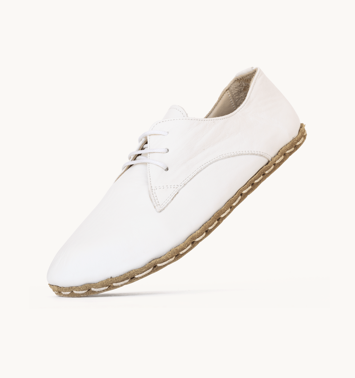 Cloud women's barefoot leather oxford, side view — hand-stitched, zero drop