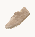 Beige Dawn men's barefoot leather oxford, side view — hand-stitched, zero drop