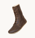 Earth women's barefoot leather ankle boot, side view — hand-stitched, zero drop