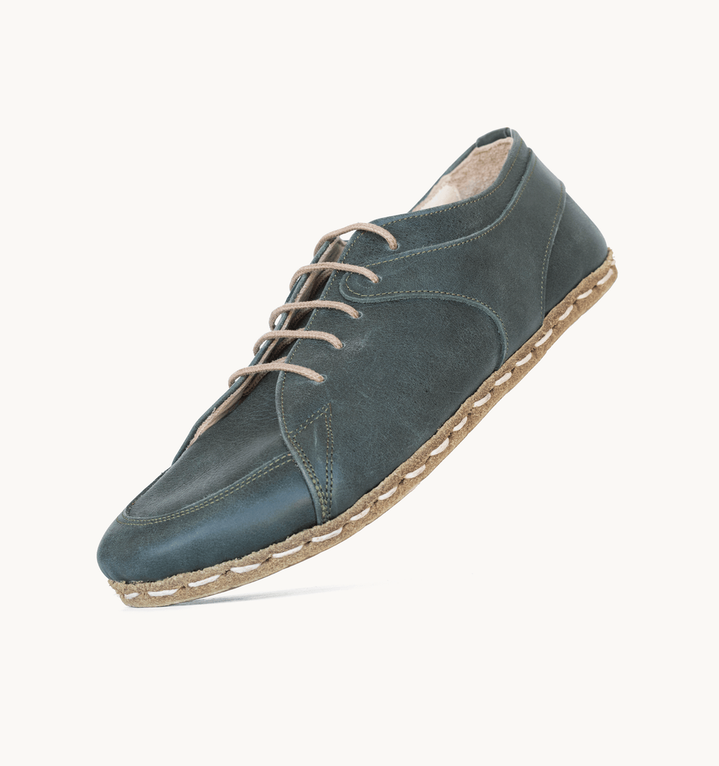 Evergreen barefoot sneaker for men — buffalo leather sole with copper grounding rivet