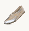 Moonlight women's barefoot leather flat, side view — hand-stitched, zero drop