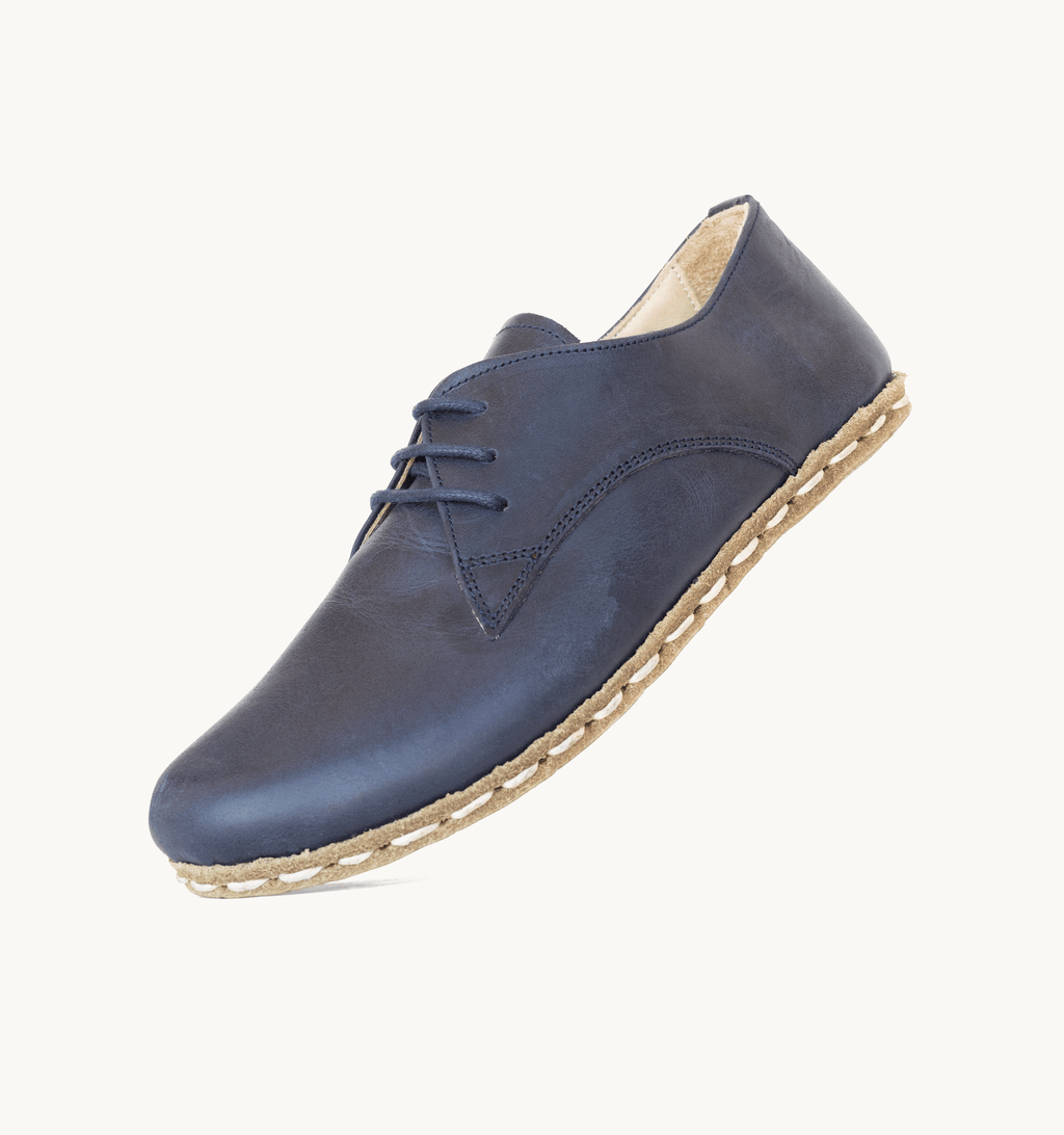 Ocean women's barefoot leather oxford, side view — hand-stitched, zero drop