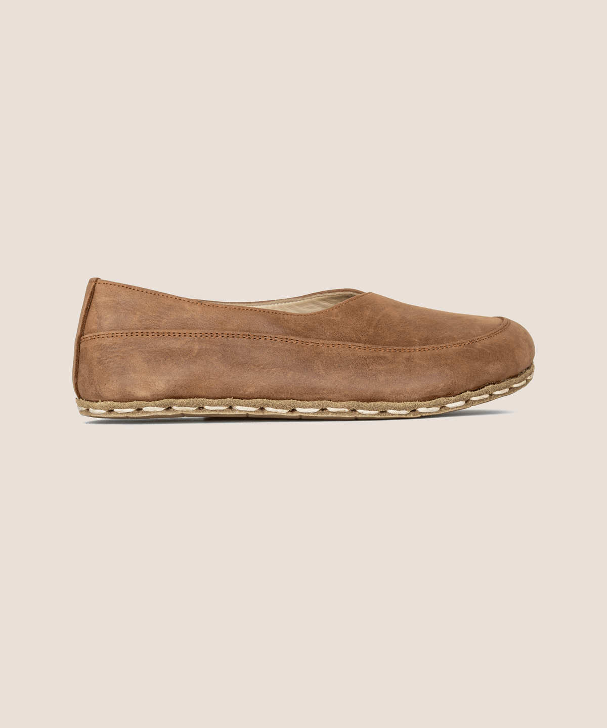 Hickory barefoot flat for women — buffalo leather sole with copper grounding rivet
