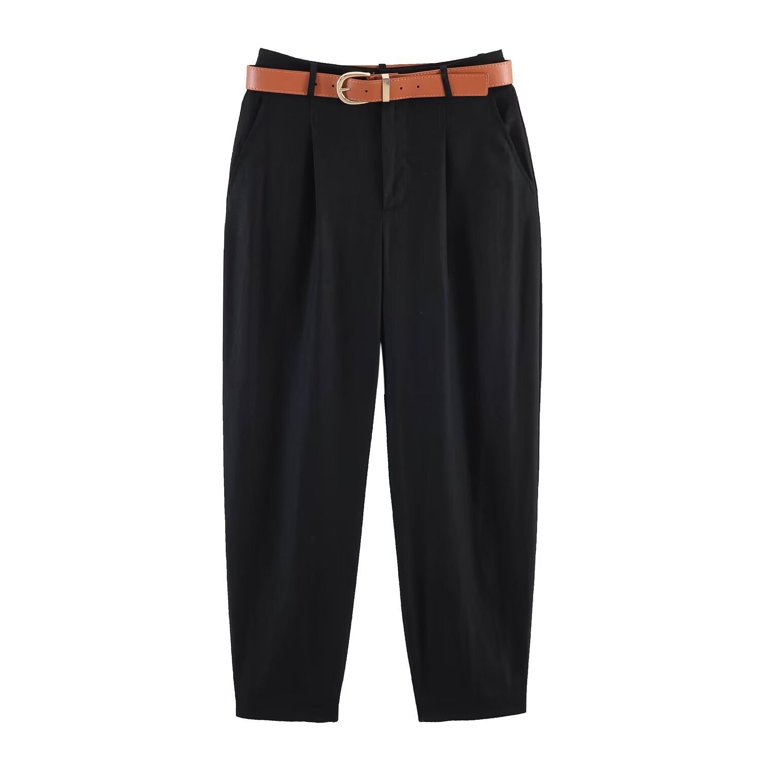 Commuter linen pleated belt pants