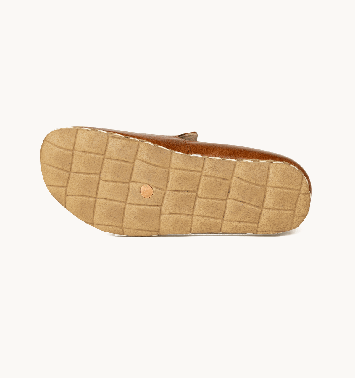 Russet men's barefoot loafer — antique-finished calfskin upper, hand-cut