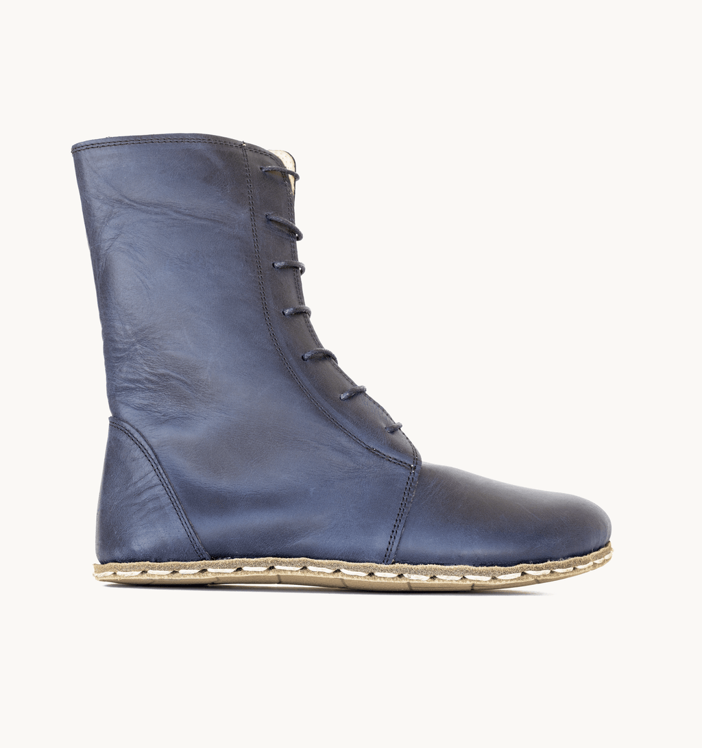 Ocean men's barefoot leather ankle boot, side view — hand-stitched, zero drop
