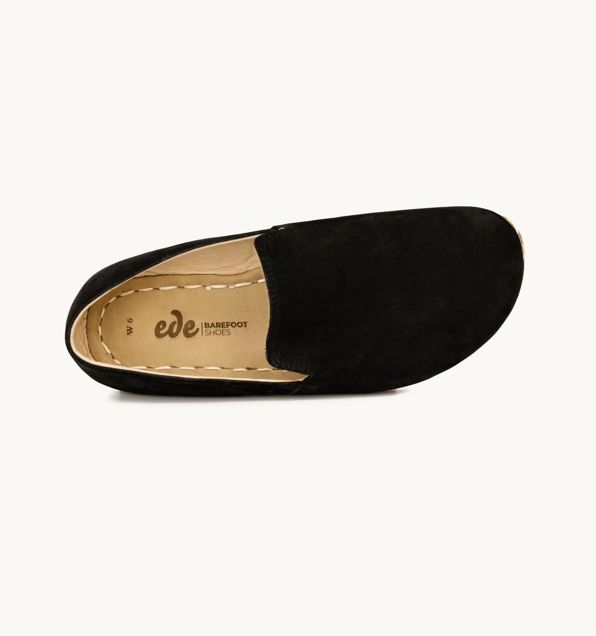 Midnight barefoot loafer for women — buffalo leather sole with copper grounding rivet