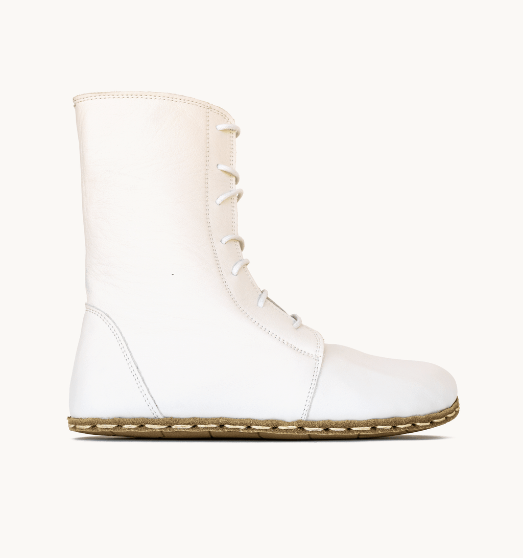 Cloud women's barefoot leather ankle boot, side view — hand-stitched, zero drop