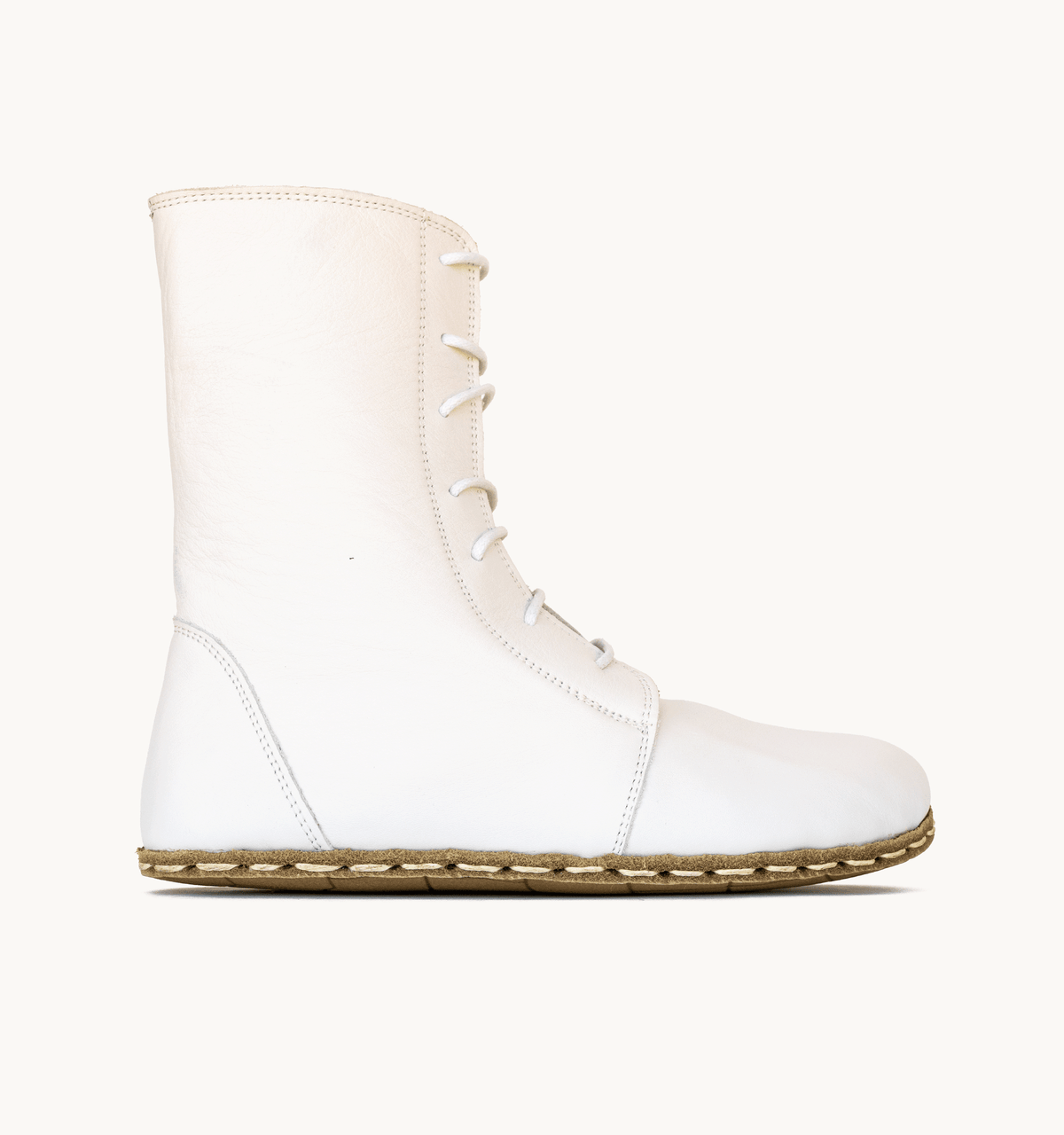 Cloud women's barefoot leather ankle boot, side view — hand-stitched, zero drop