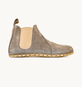Ashen men's barefoot leather chelsea boot, side view — hand-stitched, zero drop