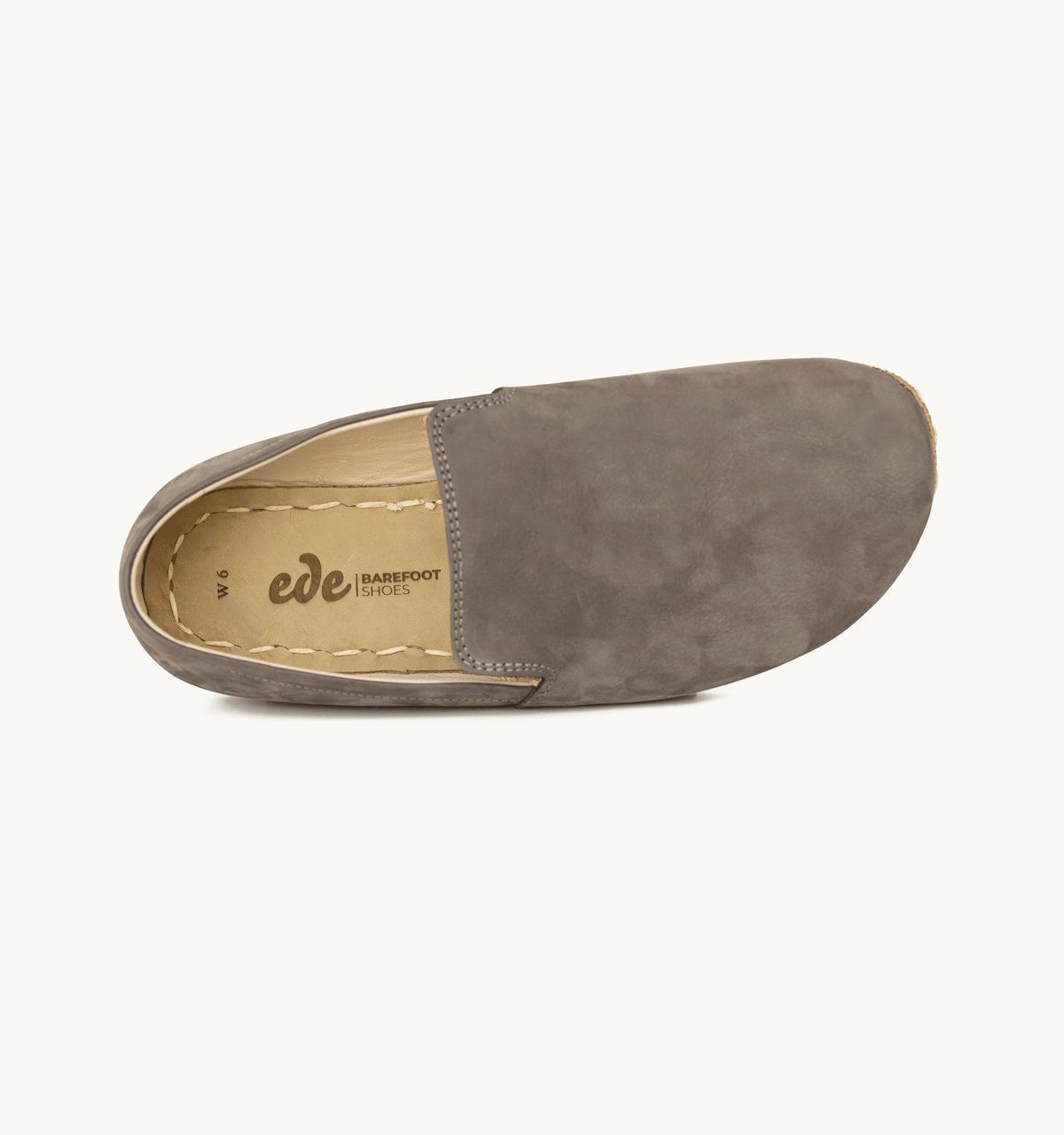 Ashen barefoot loafer for women — buffalo leather sole with copper grounding rivet