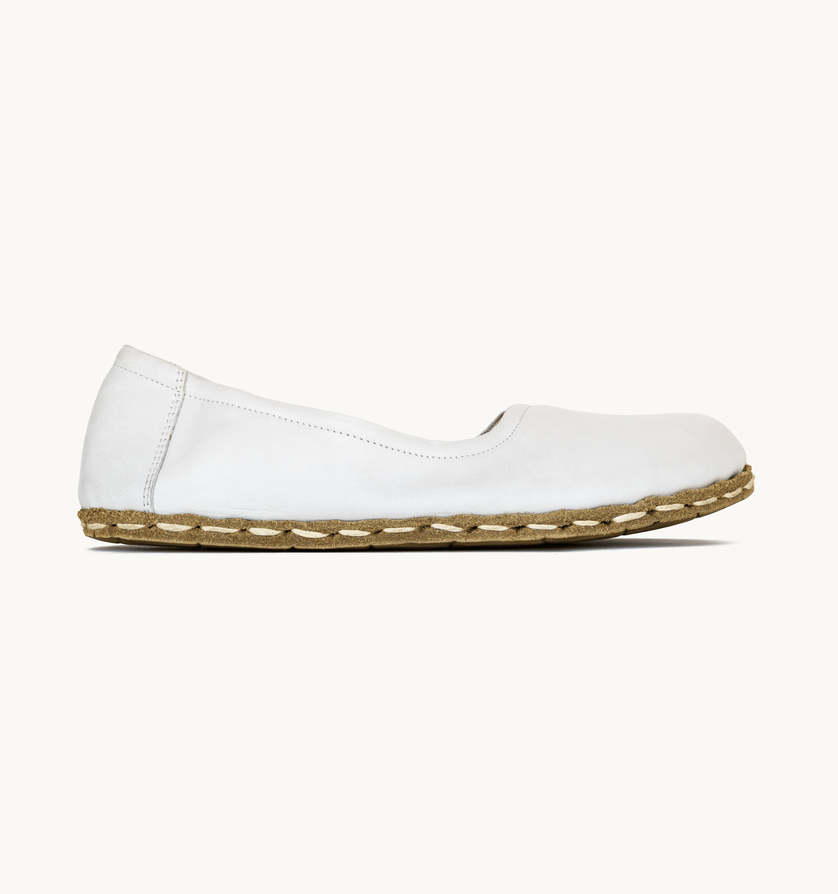 Cloud women's barefoot leather ballet flat, side view — hand-stitched, zero drop