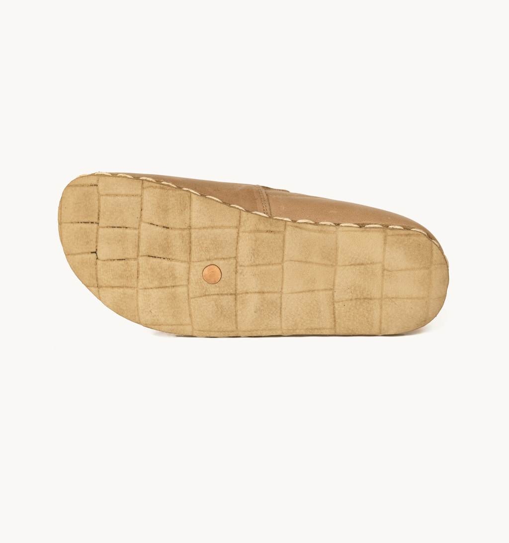 Sand barefoot loafer for women — buffalo leather sole with copper grounding rivet
