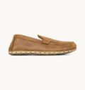 Hickory men's barefoot leather moccasin, side view — hand-stitched, zero drop