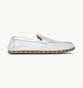 Cloud women's barefoot leather moccasin, side view — hand-stitched, zero drop