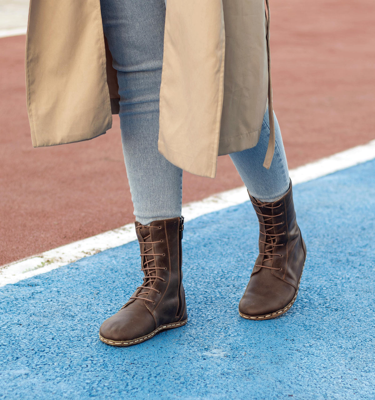 Earth barefoot ankle boot for women — buffalo leather sole with copper grounding rivet