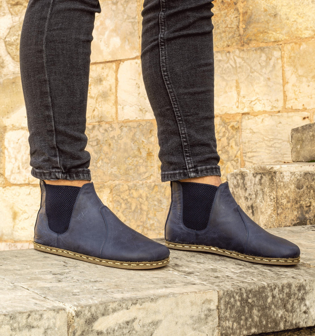 Ocean men's barefoot chelsea boot — pull-up crazy calfskin upper, hand-cut