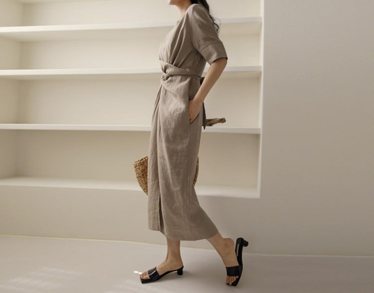 Vistora Irregular linen skirt with waistband