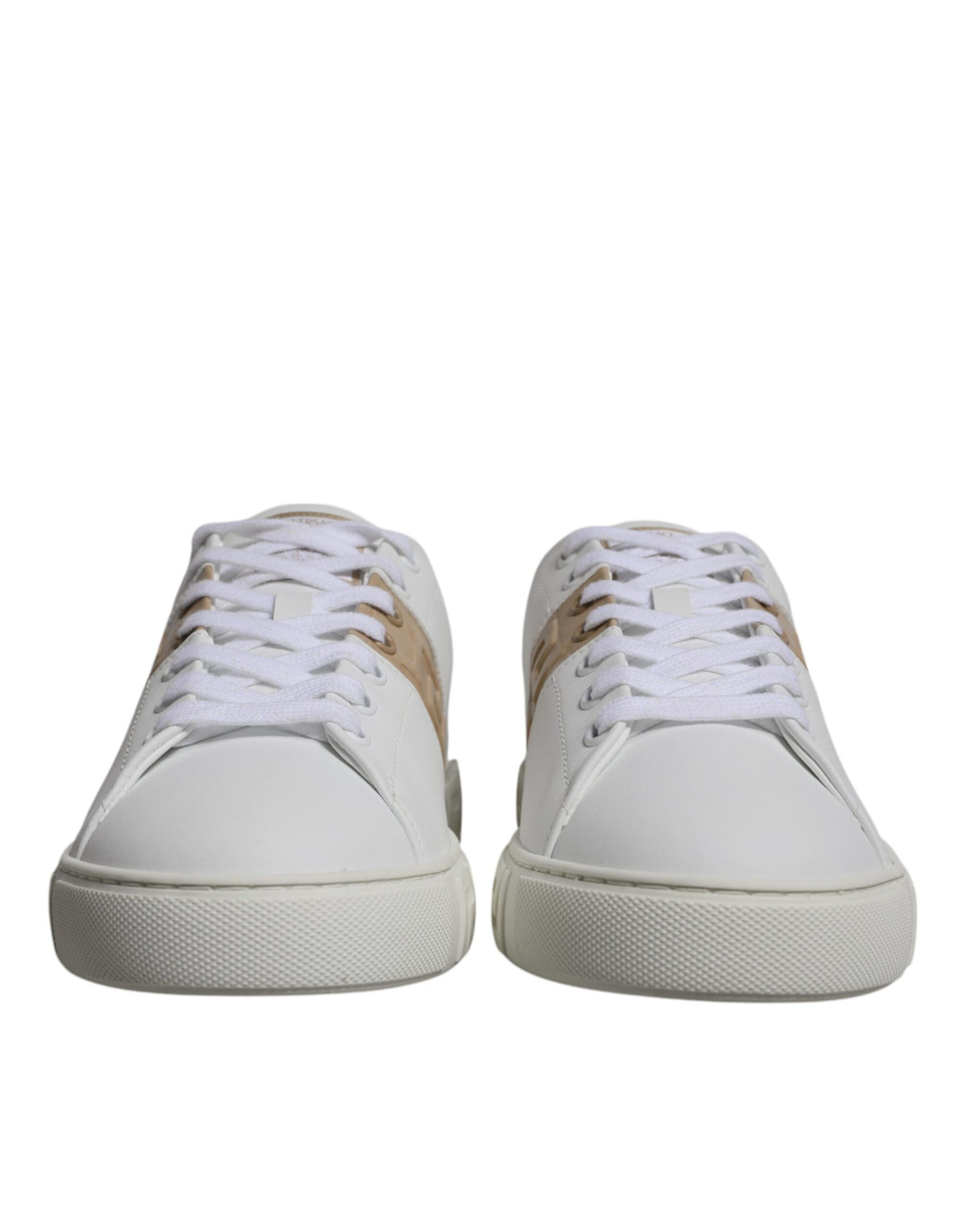 Versace White Brown Greca Print TPU Low Top Men's Sneakers Shoes