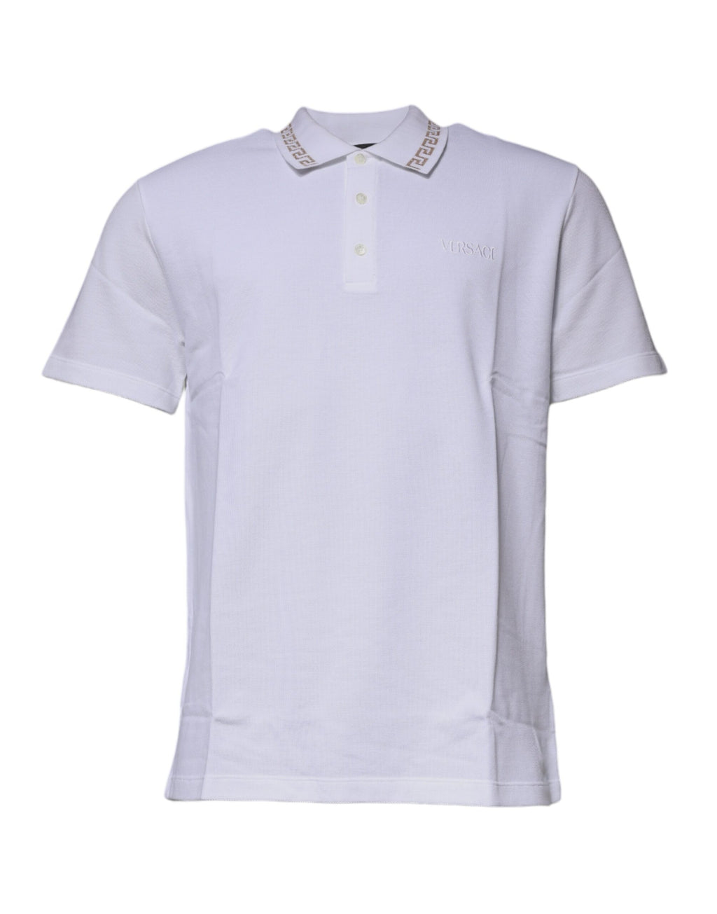 Versace White Viscose Collared Men's Polo Short Sleeves T-shirt