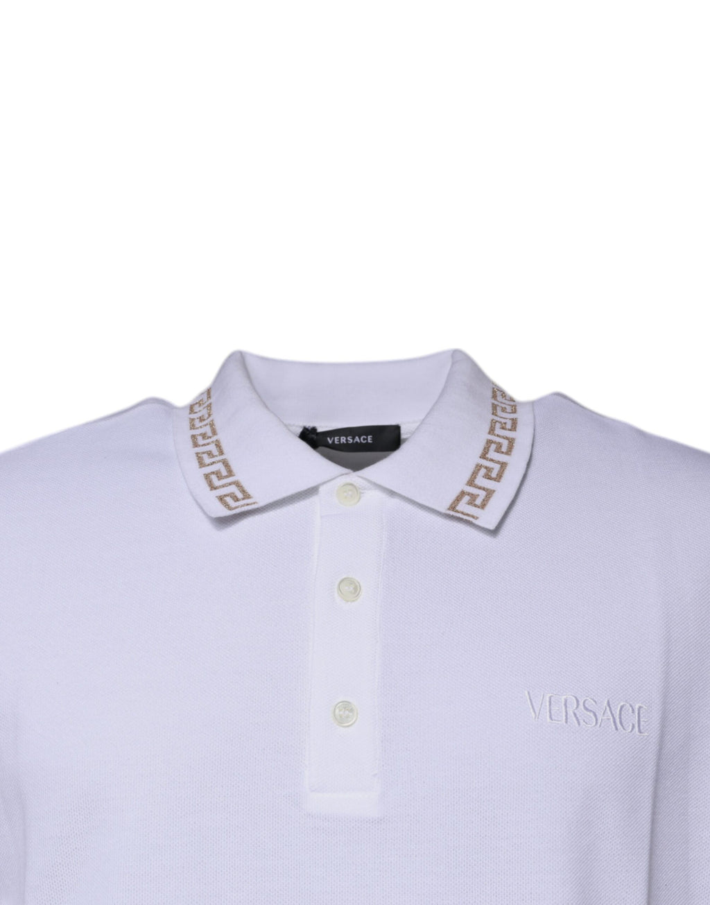 Versace White Viscose Collared Men's Polo Short Sleeves T-shirt
