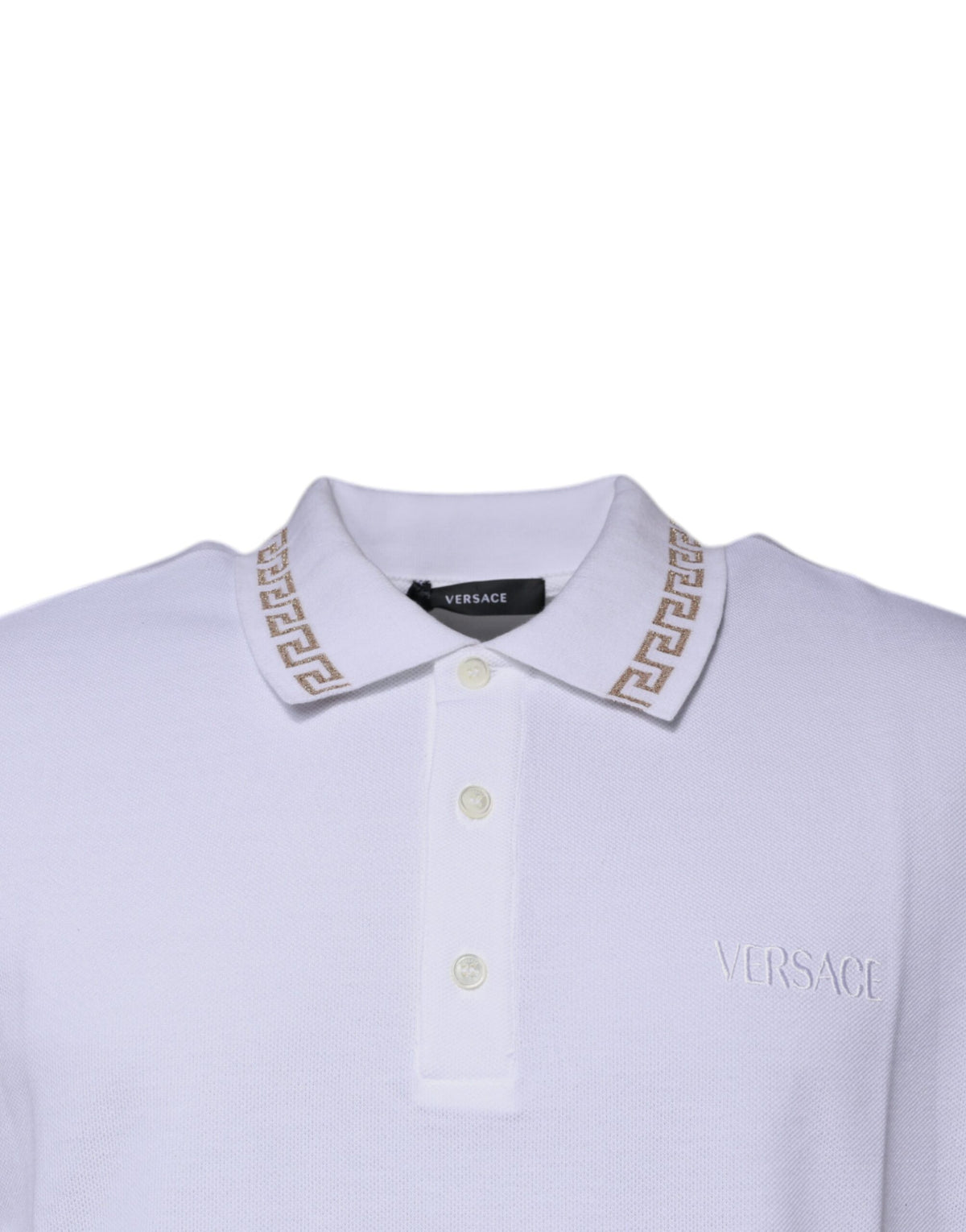 Versace White Viscose Collared Men's Polo Short Sleeves T-shirt