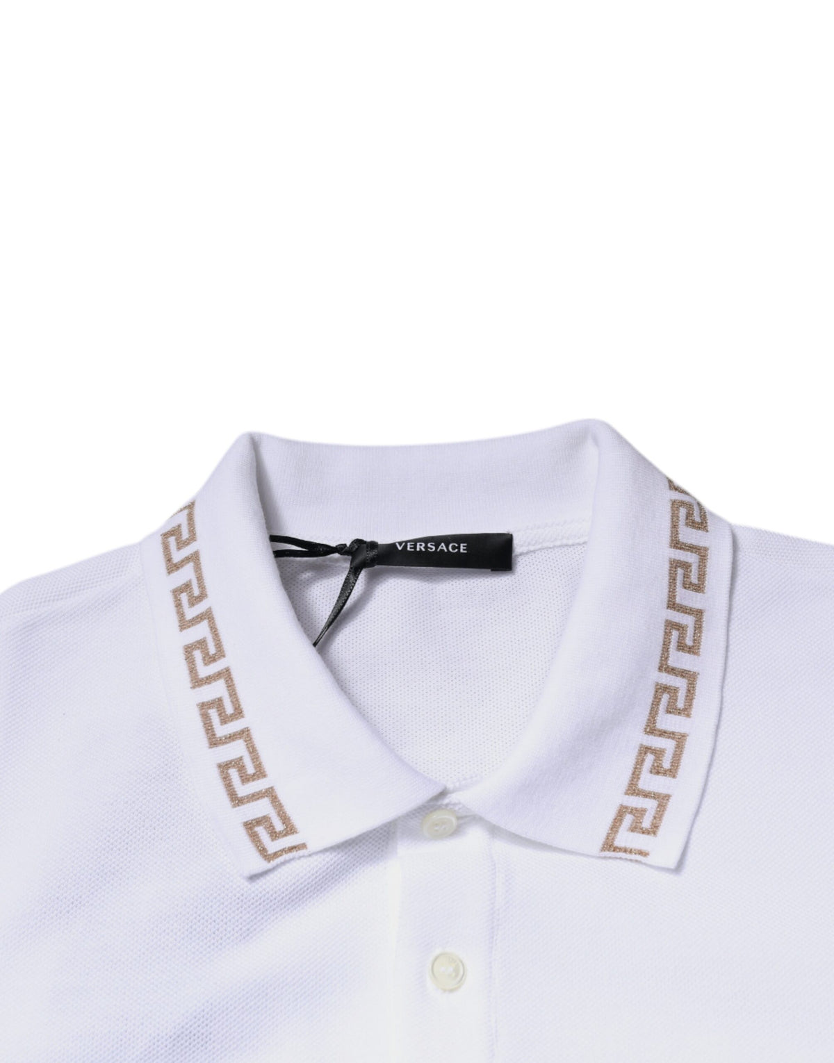 Versace White Viscose Collared Men's Polo Short Sleeves T-shirt
