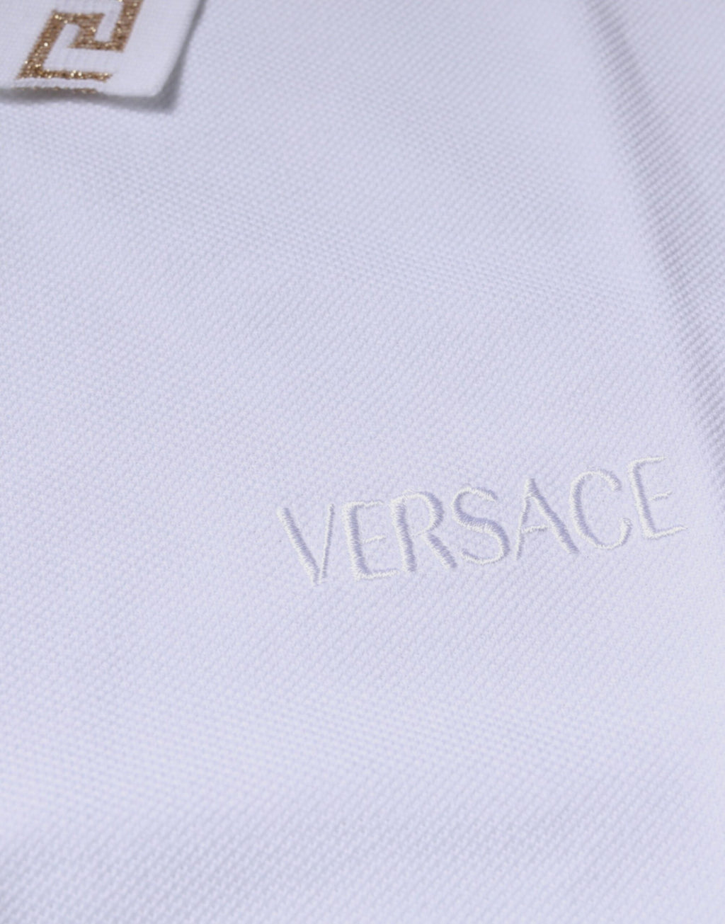 Versace White Viscose Collared Men's Polo Short Sleeves T-shirt