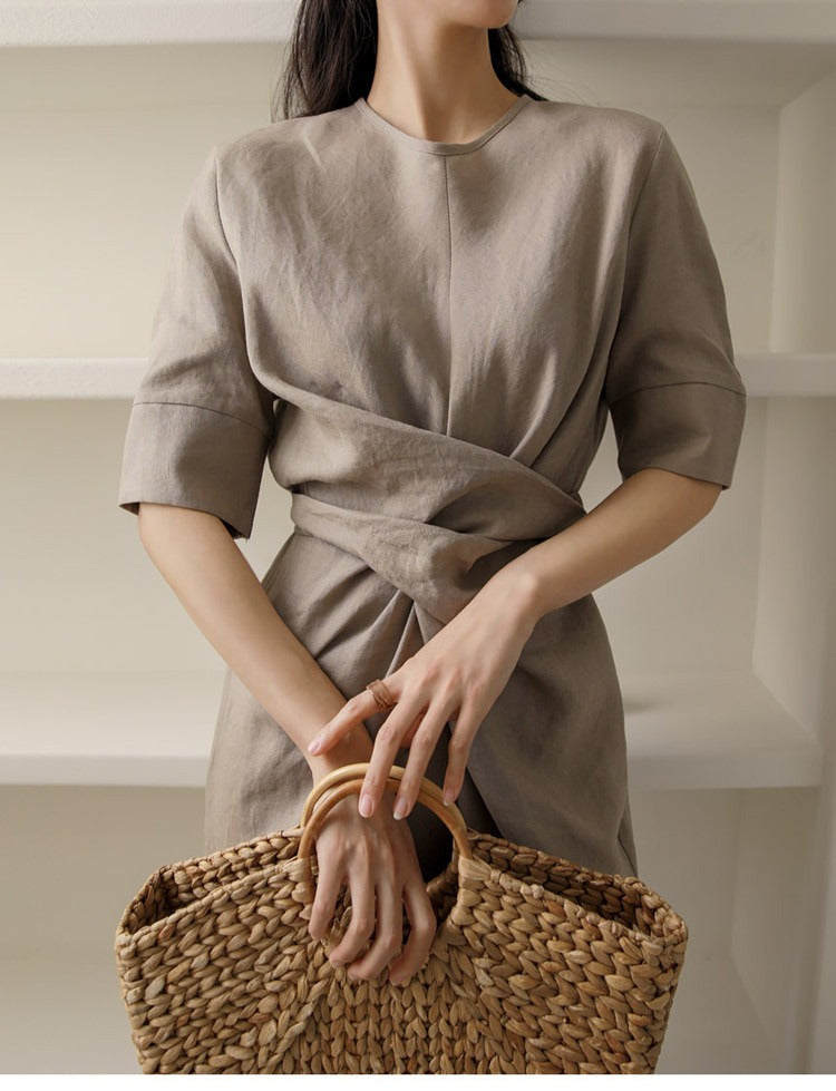 Vistora Irregular linen skirt with waistband
