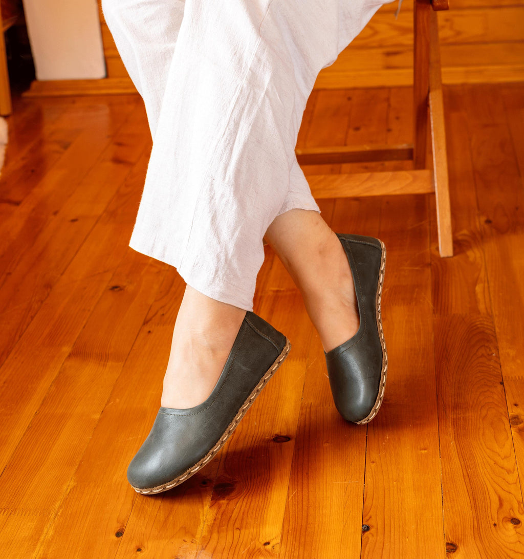 Evergreen women's barefoot ballet flat — smooth full-grain calfskin upper, hand-cut