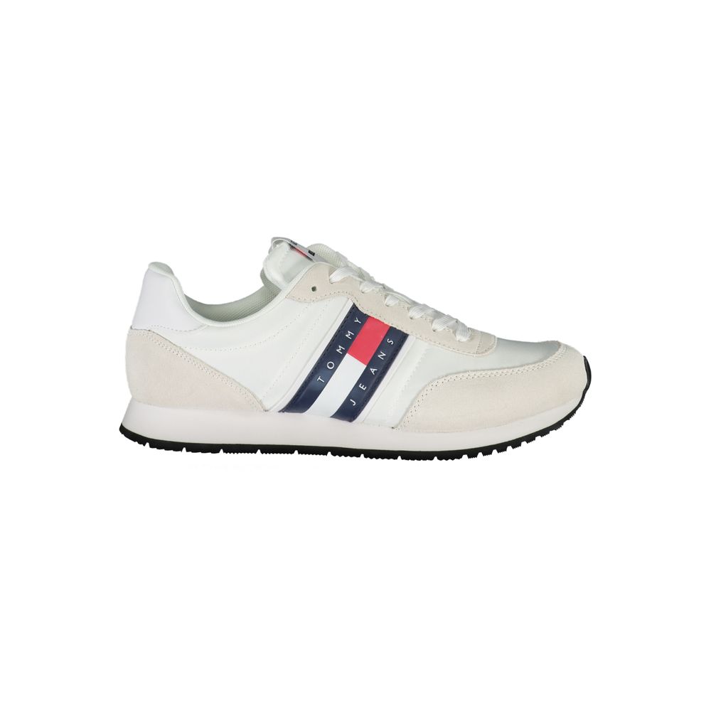 Tommy Hilfiger White Beige Polyester Men's Sneaker