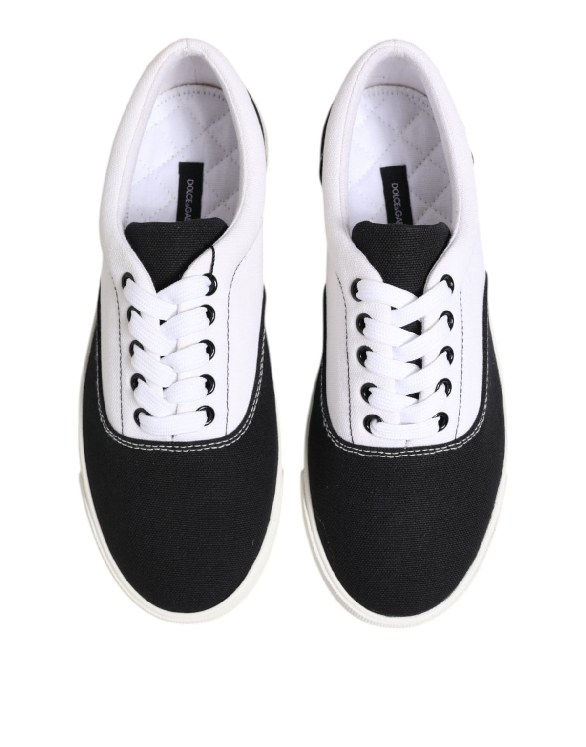 Dolce & Gabbana Black Cotton Canvas Lace Up Men's Sneakers Shoes