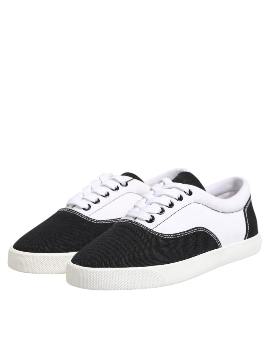 Dolce & Gabbana Black Cotton Canvas Lace Up Men's Sneakers Shoes