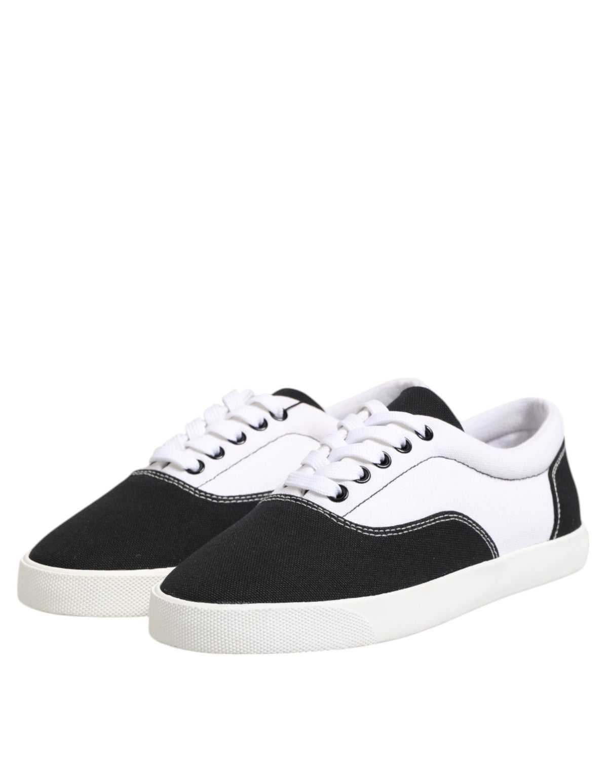 Dolce & Gabbana Black Cotton Canvas Lace Up Men's Sneakers Shoes