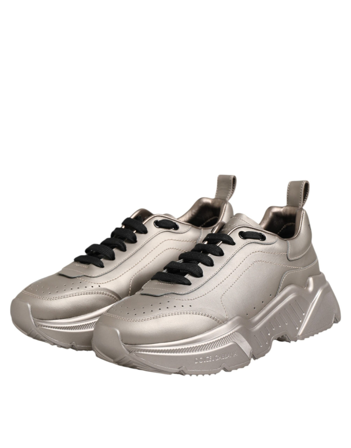 Dolce & Gabbana Silver DAYMASTER Leather Men's Sneakers Shoes